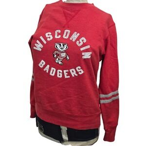 Alta Gracia Wisconsin Badgers Sweatshirt Sm Red Crewneck Varsity Striped Sleeve
